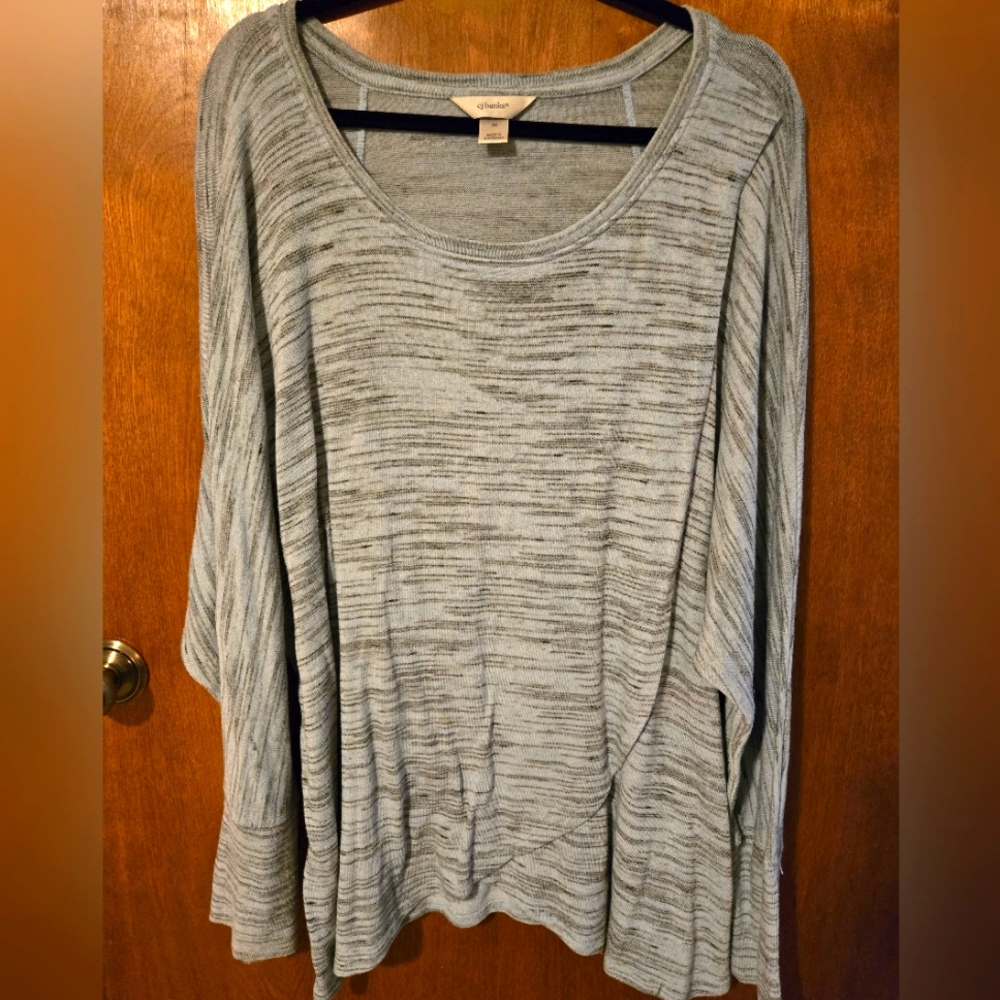 CJ Banks Light Blue/Gray Knit Wrap Sweater